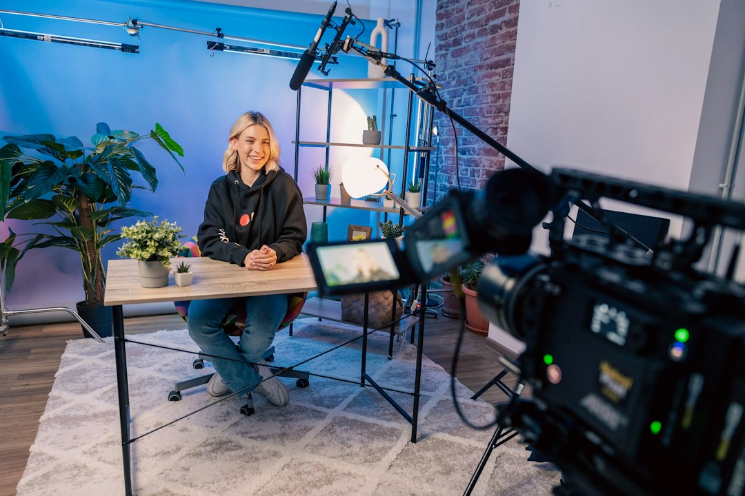 Creative studio production with video equipment